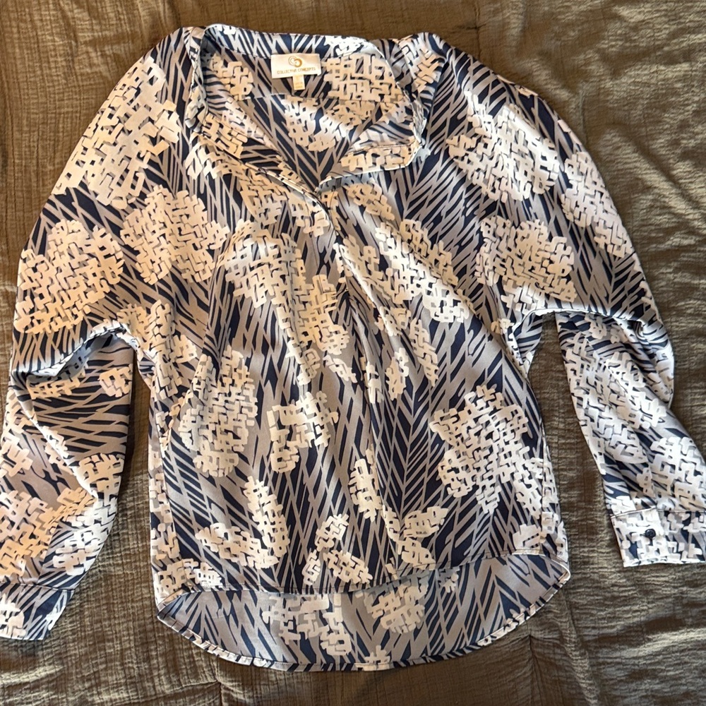 Collective Concepts Navy and White Blouse